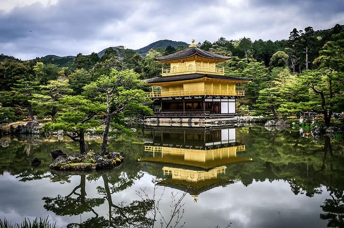 建筑，建筑，花园，金阁寺，日本，金阁寺，自然，倒影