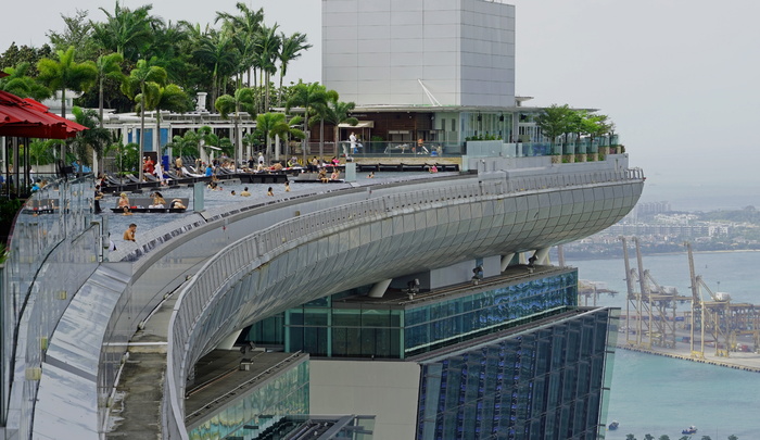 滨海湾金沙酒店，游泳池，景观，建筑，游泳池，景观，屋顶露台，新加坡