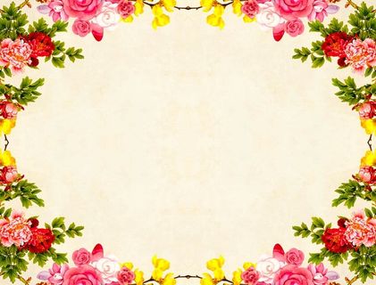 花的框架环绕着背景的中心。