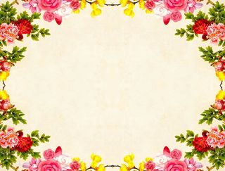 花的框架环绕着背景的中心。