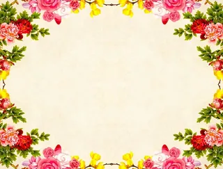 花的框架环绕着背景的中心。