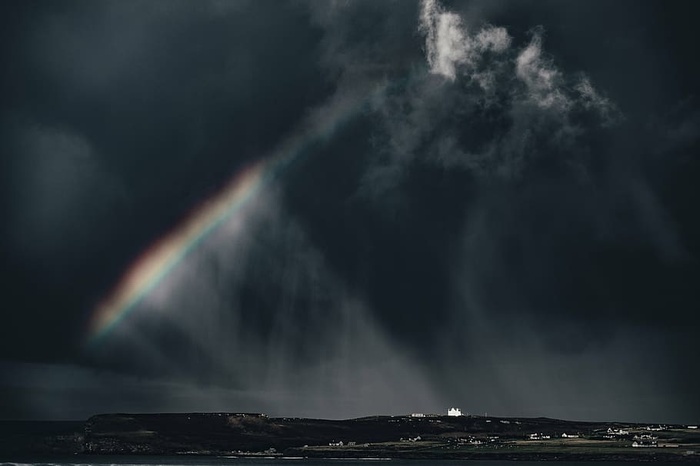 云、暗、雨、彩虹、天空、风暴、自然之美、风景——自然