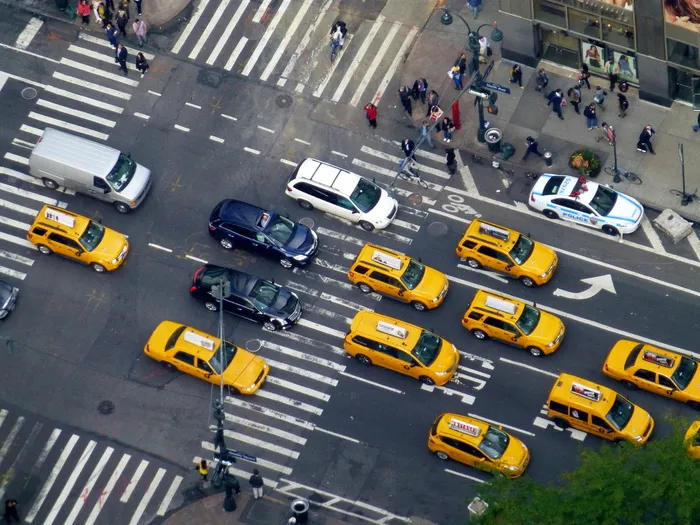 纽约，美国，出租车，出租车，十字路口，十字路口，人，黄色出租车