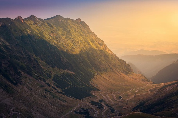 空中，风景，道路，旁边，山，自然，风景，云