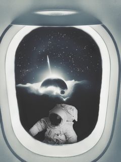 太空，太空景观，天文学，行星，窗户，黑白，飞行，恒星