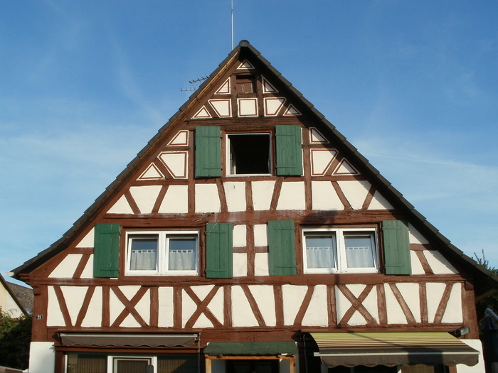 山墙, 山墙, 木材框架, altlussheim, windows, 百叶窗, 建筑, 建设