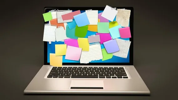 银色macbook、pro、sticky、notes、笔记本电脑、电脑、stickies、post it