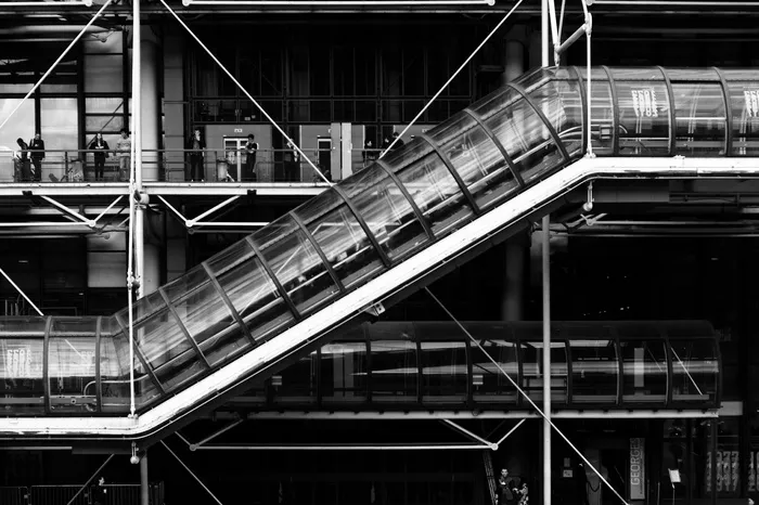 法国、巴黎、蓬皮杜中心、自动扶梯、mecanic楼梯、beaubourg、建筑、地铁