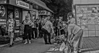 集市、人、卖家、买家、街道、人群、真人、城市