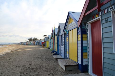 出租房，海滩度假村，小屋，沙滩，白云，彩虹小屋，墨尔本，海滩