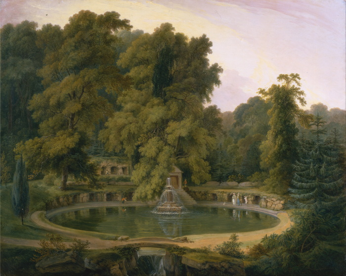喷泉绘画，托马斯·丹尼尔，艺术，绘画，画布油画，风景，建筑，人物
