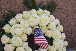 花，捆，白色，国旗，贡品，纪念，诺曼底，法国