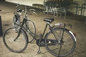 黑色，巡洋舰自行车，自行车，静物，物品，东西，自行车，山