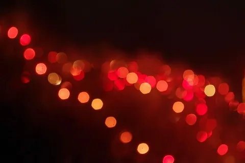 红色，橙色，波基灯，冬天，树，灯，辉光，花园，树