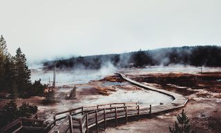 木板路、旅游、道路、小径、旅游、黄石公园、温泉、国家公园