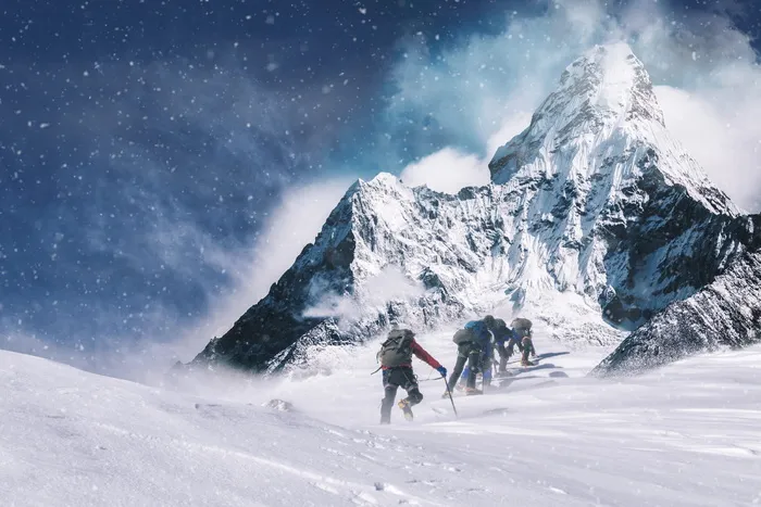 团体，人，攀登，雪山，登山者，山，登山，冒险