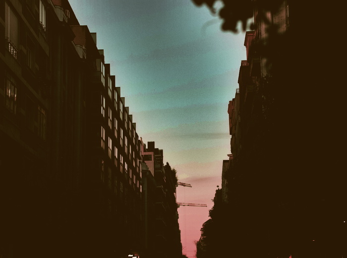 马德里，西班牙，下午，唐顿，calles，edificios，Gruas，building