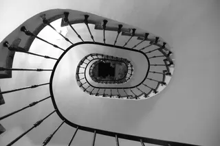 黑色金属楼梯, *, 蜗牛, 楼梯, 螺旋, 建筑, 建设, 透视