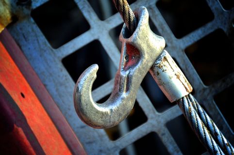 灰色, 吊钩, 钢缆, 技术, 金属, 工具, 建筑机械, 木材工业