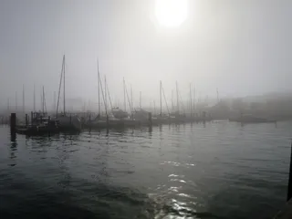 港口，雾，康斯坦斯，心情，康斯坦斯湖，水，航海船，帆船