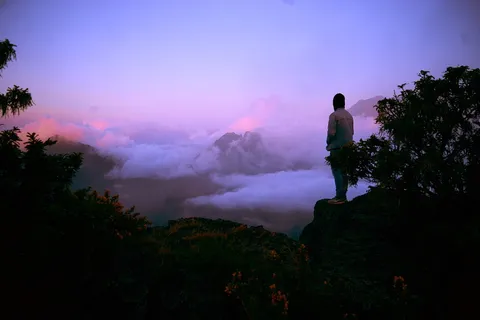 人,站着,山,日落,人,悬崖,附近,树 人,站着,山,日落,人,悬崖,附近,树