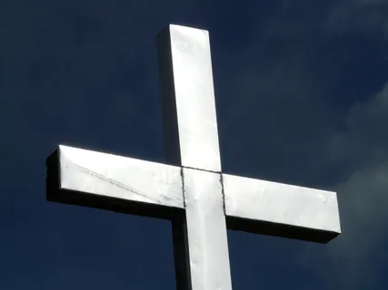 顶峰十字架,金属,光泽,十字架,阳光,反射,光,蓝色 顶峰十字架,金属,光泽,十字架,阳光,反射,光,蓝色