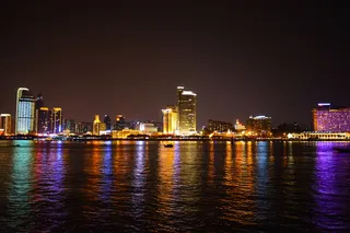 厦门, 夜景, 倒影, 高楼, 夜晚, 照明, 河流, 城市