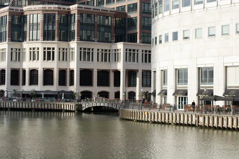 伦敦、金丝雀码头、英国、货币、金融、水、城市景观、建筑