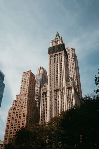 白色和棕色建筑的虫眼视图