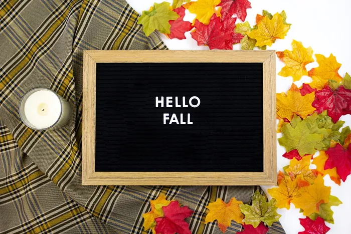 带有hello fall文本的黑板