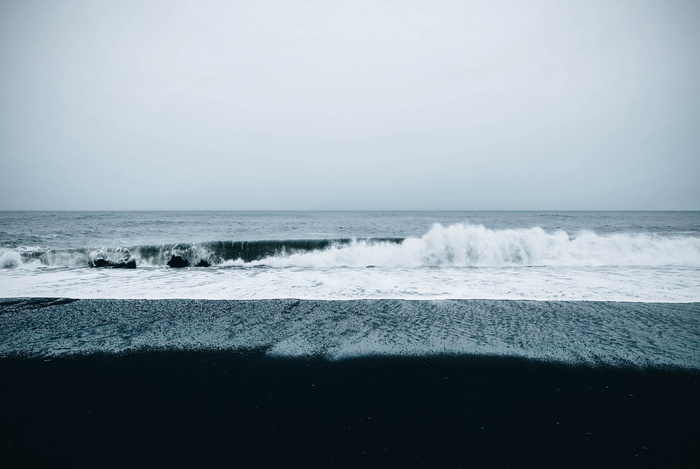 海滩, 黑色, 灰色, 海洋, 沙子, 海, 岸边, 水