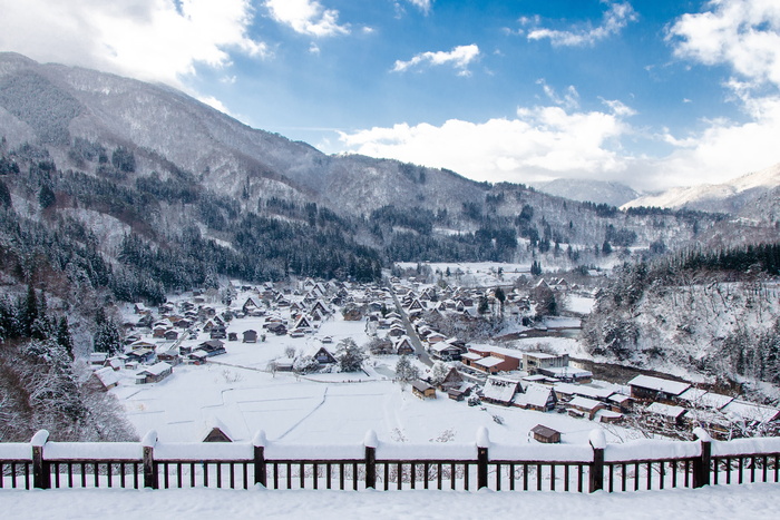 白川围棋，茅草屋顶，茅草，冬天，雪，日本，gassho，景观