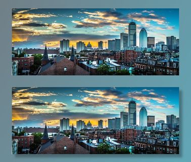 航拍，照片，城市天际线，日出，波士顿，马萨诸塞州，天际线，市中心