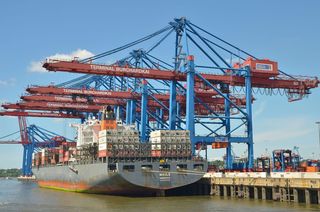 汉堡、港口、易北河、汉萨提克城、船舶、水、汉萨提克、集装箱装卸