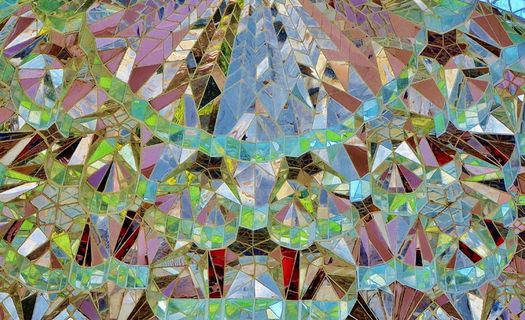 青色，红色，玻璃装饰，背景，马赛克，图案，多边形，多边形