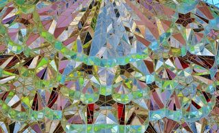 青色，红色，玻璃装饰，背景，马赛克，图案，多边形，多边形