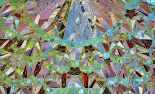 青色，红色，玻璃装饰，背景，马赛克，图案，多边形，多边形