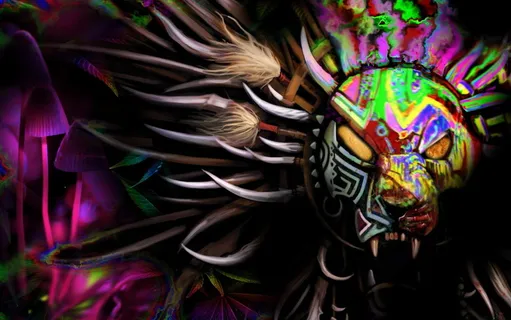 装饰, 艺术, 抽象, 部落, 虎, 动物, 迷幻, 迷幻