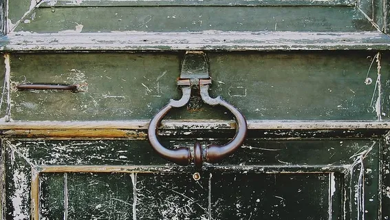 绿色木门，门，门，灰色，绿色，木质，旧的，木质材料