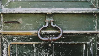 绿色木门，门，门，灰色，绿色，木质，旧的，木质材料