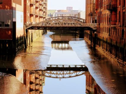 建筑、桥梁、建筑物、运河、城市、城市景观、黎明、日光