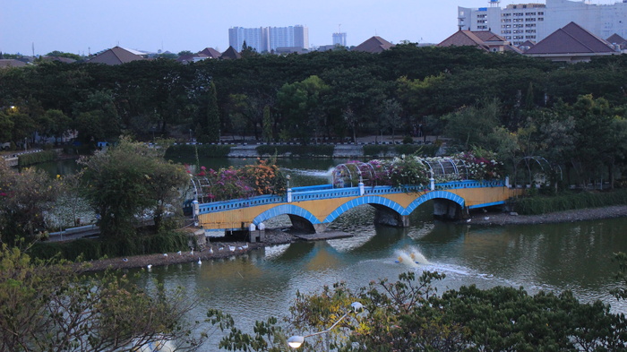 印尼、泗水、达瑙河、平静、桥梁、水、绿色、湖泊