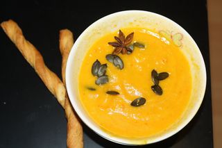 汤，南瓜，南瓜汤，温暖，素食，食品和饮料，食品，健康饮食