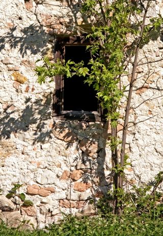 窗户，旧，历史，建筑，豪斯旺，石墙，采石场，工厂