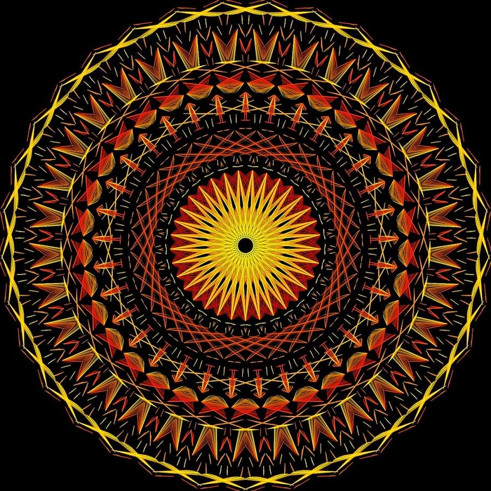 曼荼罗插图，曼荼罗，迷幻，霓虹灯，人工太空曼荼罗，图案，形状，几何形状