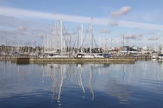 帆船，船长，港口，大海，倒影，天空，云，两者