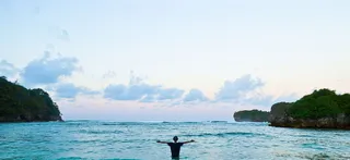 海滩，海，云，下午，珊瑚，水，天空，海