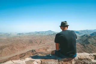 在远处，看，山，风景，独处，休息，度假，撤退