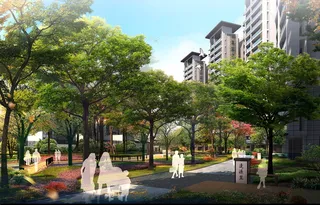 效果图，白天视图，低点，树，植物，建筑外观，建筑，建筑结构