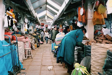秘鲁、库斯科、圣佩德罗市场、市场、购物、人群、文化、市场摊位